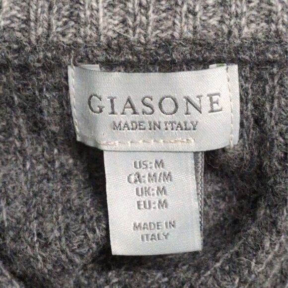 Giasone Gray Half Zip Color Block Ribbed Knit Wool Blend Sweater Mens Size M - Picture 4 of 7